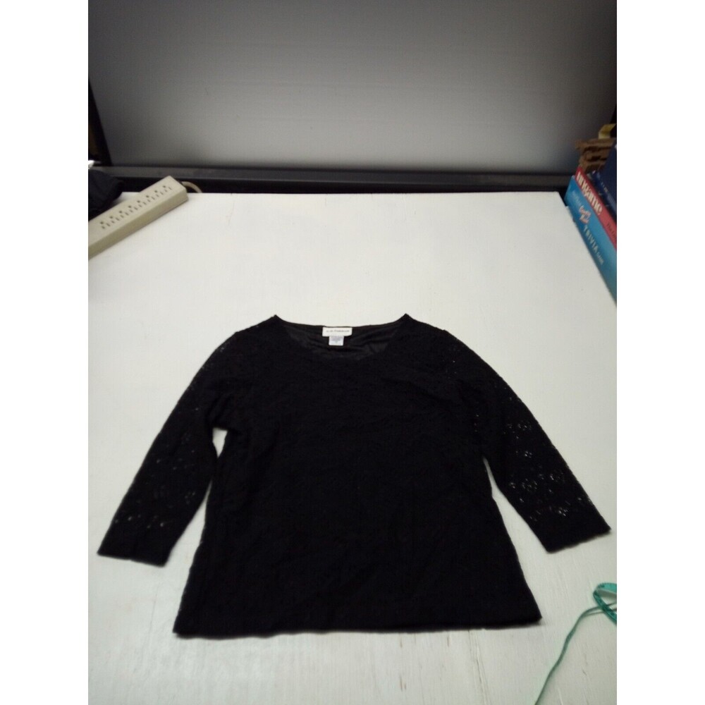 C.D.Petites Women's Top Black Lace PS Pre-Owned